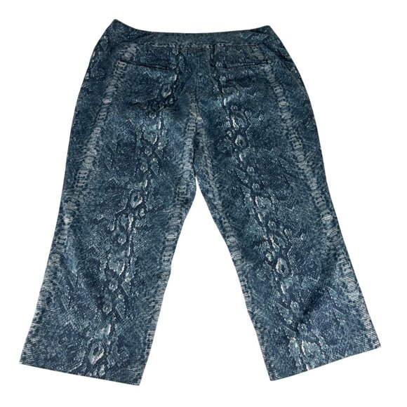 Zac & Rachel Snake Print Stretch Capris Pants Women 16 Blue Straight Leg Casual - Picture 7 of 7
